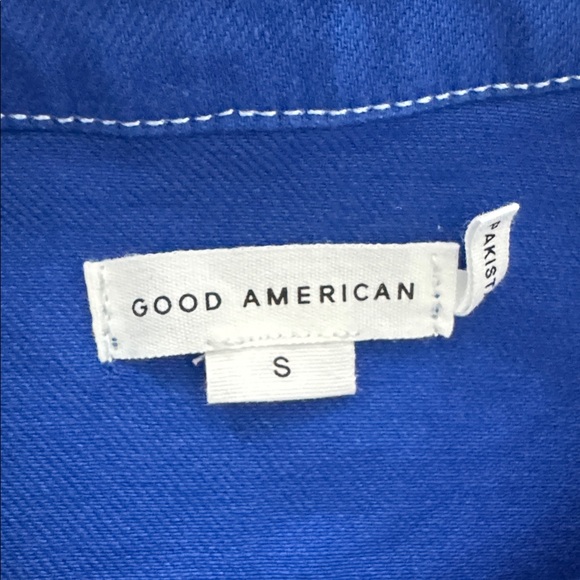 NWT GOOD AMERICAN fit for success stretch cotton twill wave Blue Jumpsuit S - Picture 4 of 7